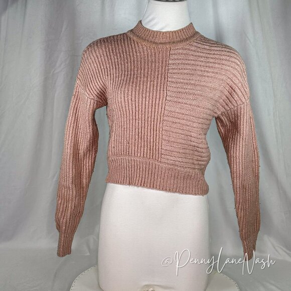 bebe Sweaters - Bebe Ribbed Cropped Sweater Dusty Pink